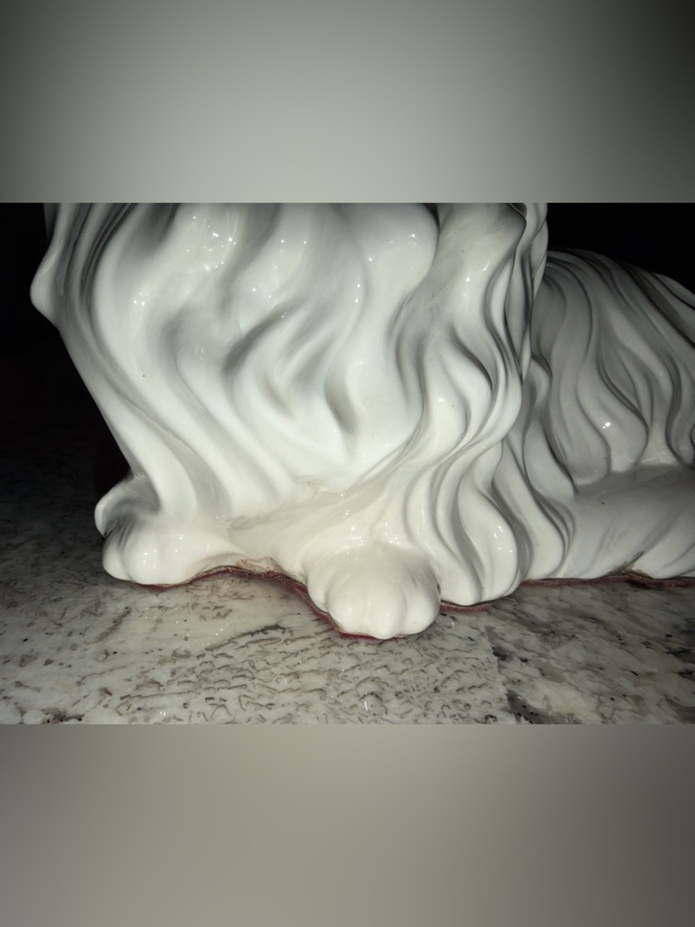 Vintage Large Ceramic White Cat Laying Down Blue Eyes Figurine 16” - Picture 10 of 16